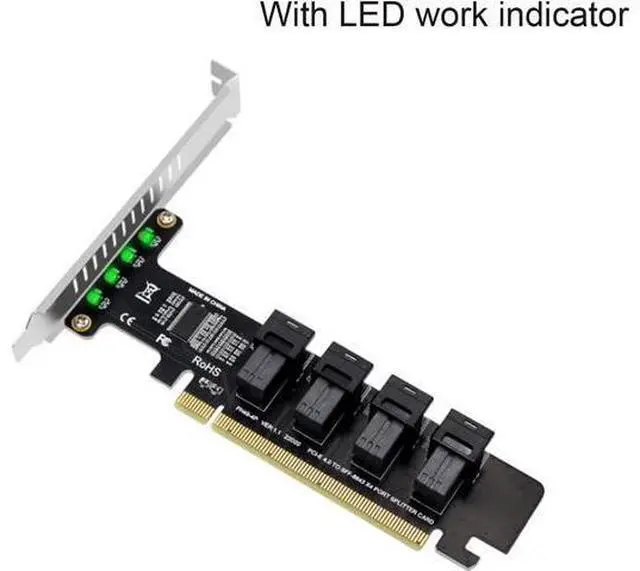 Main image of PCIE to U.2 PCIE X16 Adapter Card 4 Ports U.2 NVME SFF8643 SFF8639 LED Indicator