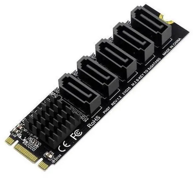 Main image of PH57 M.2 NGFF Bkey to 5Ports SATA III Expansion Card 6Gbps with LED Indicator Support Computer with SATA PM Function