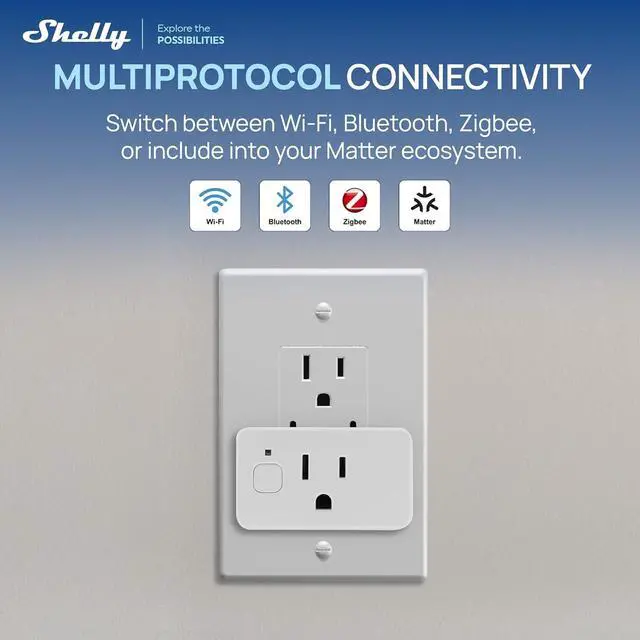 Alt view image 2 of 7 - Shelly Smart Plug UL, WiFi, Bluetooth, Zigbee, Matter Outlet with Power Metering, Works with HomeKit, Google Home, Alexa, Home Assistant, Smart Socket, Easy Setup, Plug US Gen4 (4 Pack)