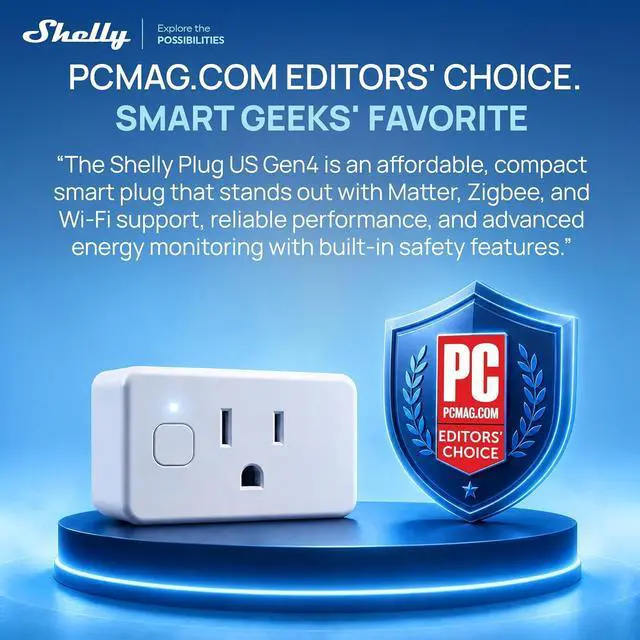 Alt view image 3 of 7 - Shelly Smart Plug UL, WiFi, Bluetooth, Zigbee, Matter Outlet with Power Metering, Works with HomeKit, Google Home, Alexa, Home Assistant, Smart Socket, Easy Setup, Plug US Gen4 (4 Pack)
