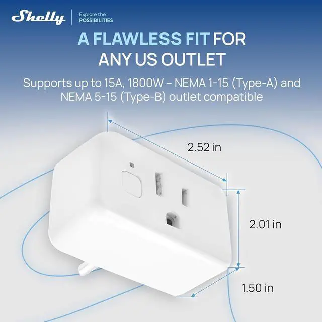 Alt view image 7 of 7 - Shelly Smart Plug UL, WiFi, Bluetooth, Zigbee, Matter Outlet with Power Metering, Works with HomeKit, Google Home, Alexa, Home Assistant, Smart Socket, Easy Setup, Plug US Gen4 (4 Pack)