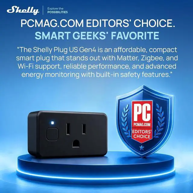 Alt view image 4 of 7 - Shelly Smart Plug UL, WiFi, Bluetooth, Zigbee, Matter Outlet with Power Metering, Works with HomeKit, Google Home, Alexa, Home Assistant, Smart Socket, Easy Setup, Remote Control, Plug US Gen4 Black
