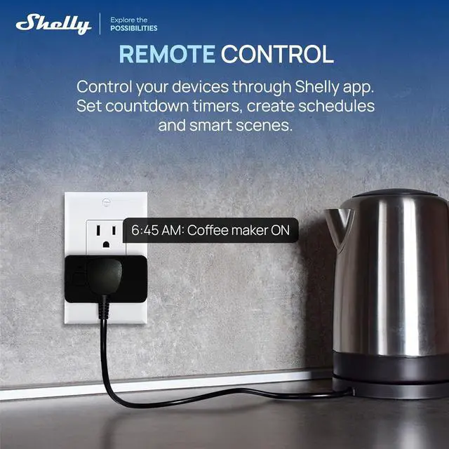 Alt view image 6 of 7 - Shelly Smart Plug UL, WiFi, Bluetooth, Zigbee, Matter Outlet with Power Metering, Works with HomeKit, Google Home, Alexa, Home Assistant, Smart Socket, Easy Setup, Remote Control, Plug US Gen4 Black
