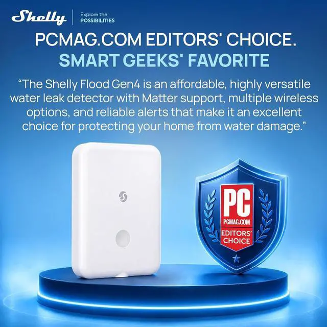 Alt view image 3 of 7 - Shelly Flood Gen4, WiFi, Bluetooth, Zigbee, Matter Smart Flood Sensor with Leak Sensor Cable, Alexa, SmartThings, Google Home, Apple HomeKit Compatible, Flood and Rain Detection, Easy to Use, IP44