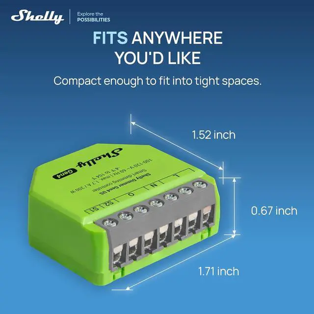 Alt view image 3 of 7 - Shelly Dimmer Gen4 US UL, WiFi, Matter, Bluetooth, Zigbee Smart Dimming, Compatible with Matter, Home Assistant, Alexa, Google Home, HomeKit, Support LED Strips & Lamps, No Hub Required, Easy Control