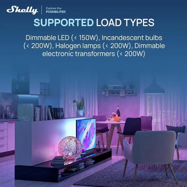 Alt view image 5 of 7 - Shelly Dimmer Gen4 US UL, WiFi, Matter, Bluetooth, Zigbee Smart Dimming, Compatible with Matter, Home Assistant, Alexa, Google Home, HomeKit, Support LED Strips & Lamps, No Hub Required, Easy Control