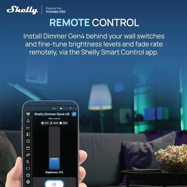 Alt view image 6 of 7 - Shelly Dimmer Gen4 US UL, WiFi, Matter, Bluetooth, Zigbee Smart Dimming, Compatible with Matter, Home Assistant, Alexa, Google Home, HomeKit, Support LED Strips & Lamps, No Hub Required, Easy Control