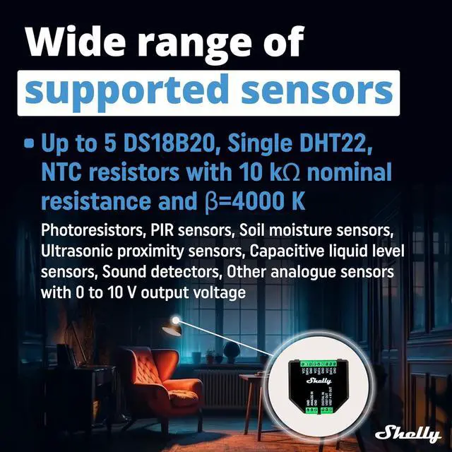 Alt view image 6 of 7 - Shelly Plus Add-On | Wi-Fi & Bluetooth Add-On for Shelly Plus Devices | Measure Temperature and Humidity | Home Automation | Works with Alexa & Google Home | iOS Android App | No Hub | Digital Sensor