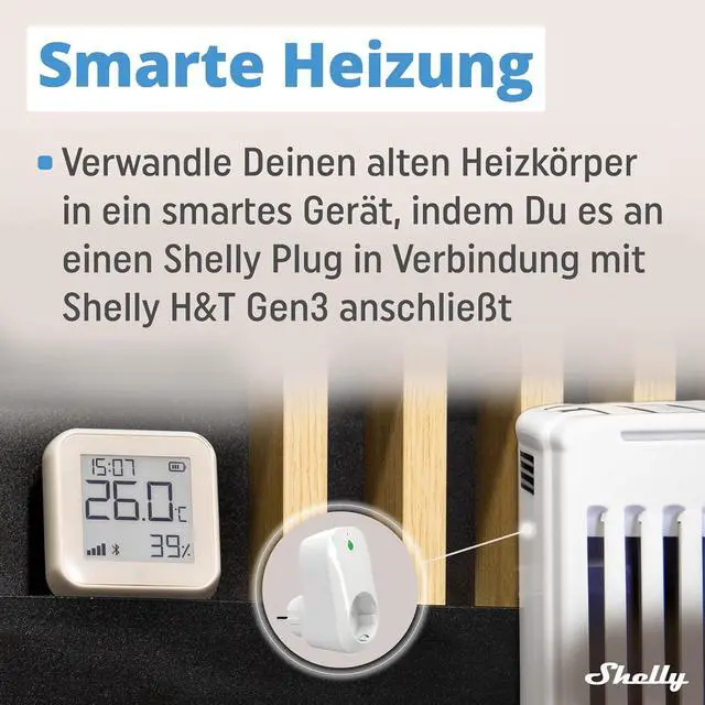 Alt view image 4 of 7 - Shelly H&T Gen3 White Smart Wi-Fi & Bluetooth Temperature & Humidity Sensor | Smart Wi-Fi & Bluetooth, with Remote App Control, Smart Scenes, LCD Display, Notification Alerts, Free Data Storage Export