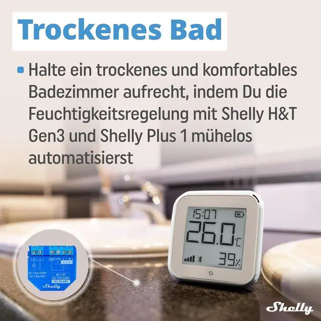 Alt view image 5 of 7 - Shelly H&T Gen3 White Smart Wi-Fi & Bluetooth Temperature & Humidity Sensor | Smart Wi-Fi & Bluetooth, with Remote App Control, Smart Scenes, LCD Display, Notification Alerts, Free Data Storage Export