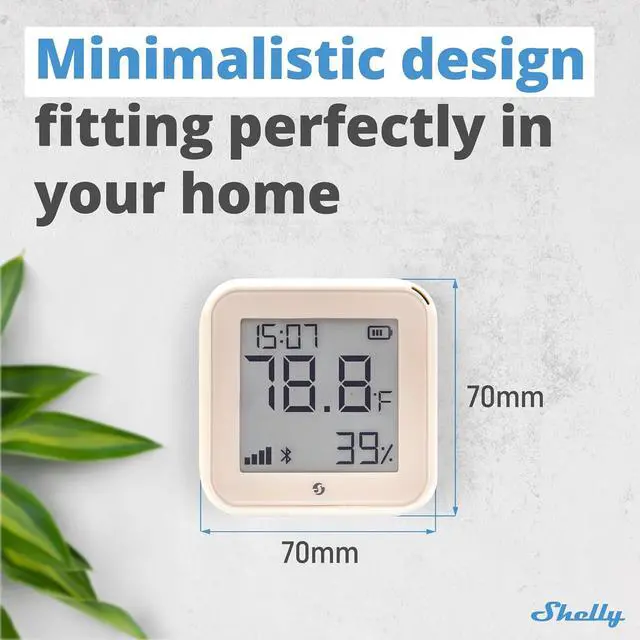 Alt view image 6 of 7 - Shelly H&T Gen3 Mocha Smart Wi-Fi & Bluetooth Temperature & Humidity Sensor | Wi-Fi and Bluetooth Smart, Remote App Control and Monitoring, Notification Alerts, LCD Display, Free Data Storage Export
