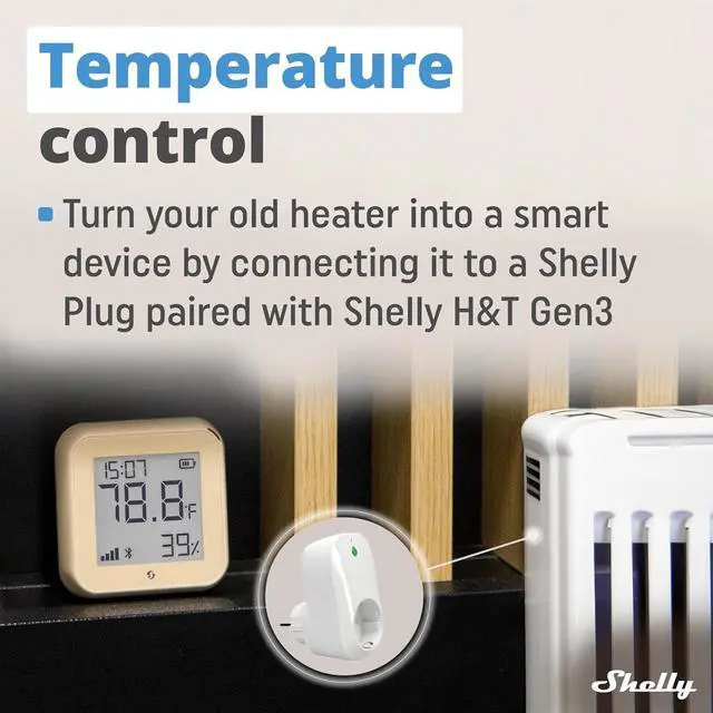 Alt view image 2 of 7 - Shelly H&T Gen3 Mocha Smart Wi-Fi & Bluetooth Temperature & Humidity Sensor | Wi-Fi and Bluetooth Smart, Remote App Control and Monitoring, Notification Alerts, LCD Display, Free Data Storage Export