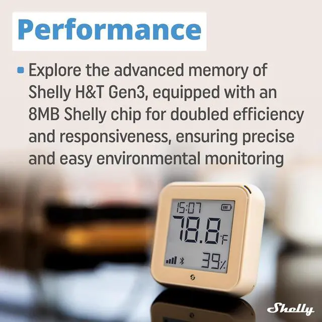 Alt view image 5 of 7 - Shelly H&T Gen3 Mocha Smart Wi-Fi & Bluetooth Temperature & Humidity Sensor | Wi-Fi and Bluetooth Smart, Remote App Control and Monitoring, Notification Alerts, LCD Display, Free Data Storage Export