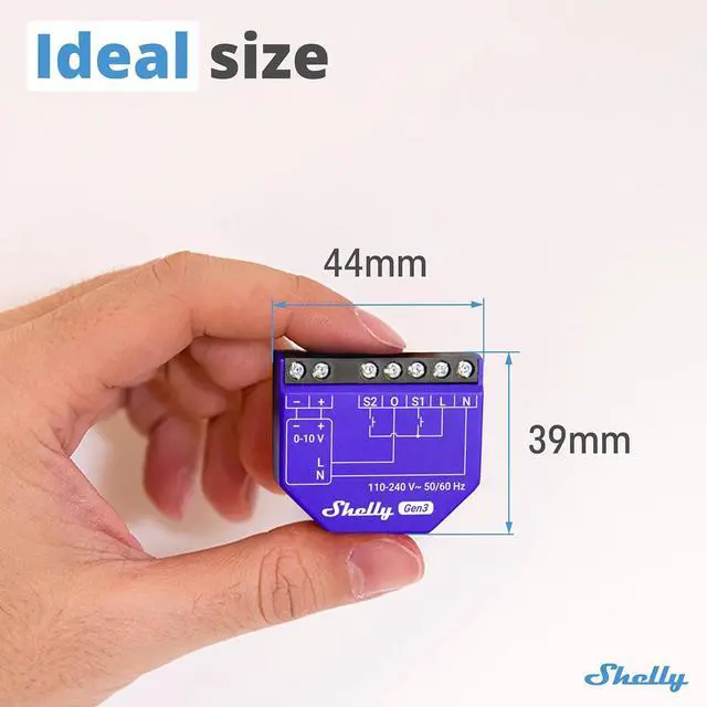 Alt view image 2 of 7 - Shelly Dimmer 0/1-10V PM Gen3, Wi-Fi Smart Dimming with Power Metering | Power Monitoring, Home Automation, Compatible with Alexa and Google Home, Home Assistance, iOS Android App, No Hub Required