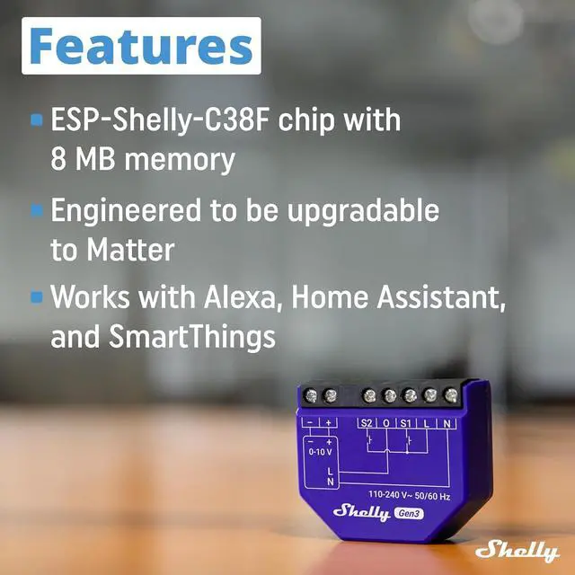 Alt view image 4 of 7 - Shelly Dimmer 0/1-10V PM Gen3, Wi-Fi Smart Dimming with Power Metering | Power Monitoring, Home Automation, Compatible with Alexa and Google Home, Home Assistance, iOS Android App, No Hub Required
