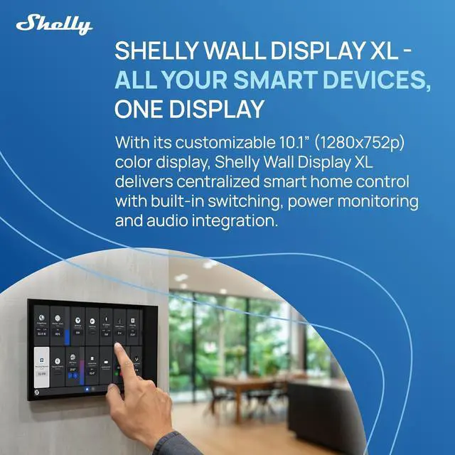 Alt view image 2 of 7 - Shelly Wall Display XL Black - 10.1 Inch Touchscreen WiFi Smart Home Control Panel, Built-in 5A Relay, Works with Alexa, Google, HomeKit, Home Assistant, 4 Buttons, Lux Sensor, Neutral Wire Required