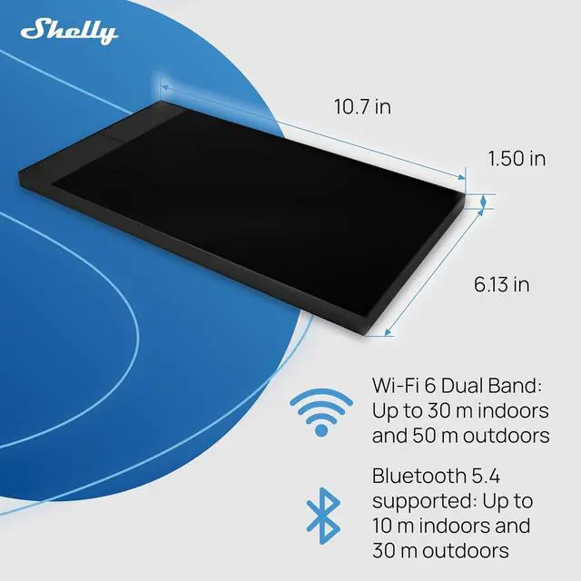 Alt view image 3 of 7 - Shelly Wall Display XL Black - 10.1 Inch Touchscreen WiFi Smart Home Control Panel, Built-in 5A Relay, Works with Alexa, Google, HomeKit, Home Assistant, 4 Buttons, Lux Sensor, Neutral Wire Required