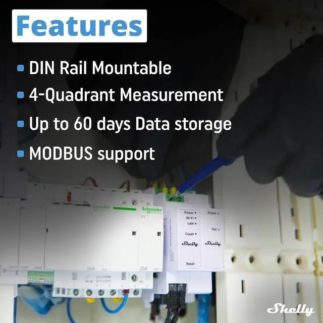 Alt view image 3 of 7 - Shelly Pro 3EM 3CT 63 | Wi-Fi & LAN 3-Phase Professional Smart Energy Meter | DIN Rail | Home Automation | Compatible with Alexa & Google Home | iOS Android App | No Hub | Photovoltaic Ready