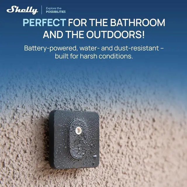 Alt view image 5 of 7 - Shelly BLU H&T ZB Black, Bluetooth & Zigbee Operated Temperature & Humidity Levels Sensor, Compatible with Home Assistant, Alexa, Google Home, Water & Dust Resilient, IP54, Real Time Monitoring