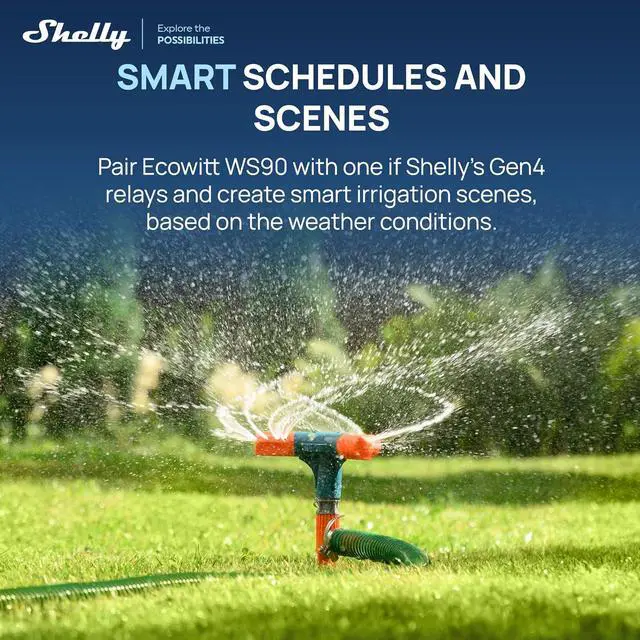 Alt view image 7 of 7 - Ecowitt WS90 7-in-1 Weather Station with Bluetooth & Zigbee connectivity, Ultrasonic Wind Monitoring, Haptic rain Detection, Temperature & Humidity Tracking, UV & Illuminance, IPX5, Powered By Shelly