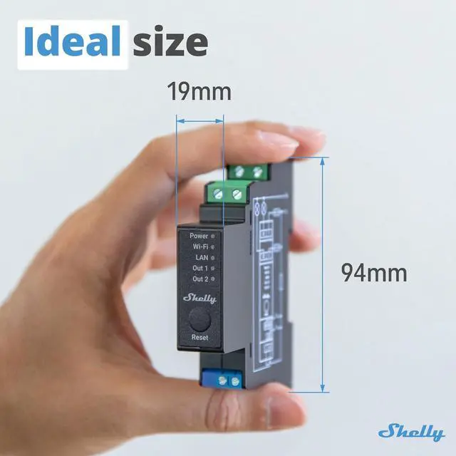 Alt view image 3 of 7 - Shelly Pro 2PM | Wi-Fi & LAN 2-Channel Smart Relay with Power Metering | Home Automation | Compatible with Alexa & Google Home | iOS Android App | Remote Appliances Control & Monitoring