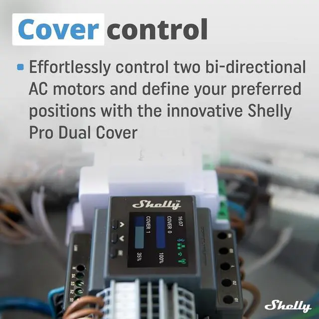 Alt view image 4 of 7 - Shelly Pro Dual Cover/Shutter PM | LAN and Wi-Fi Connection, Professional DIN Rail Smart Dual Cover/Shutter Controller with 2 Covers 16 A Each | Home Automation | Precise Power Metering