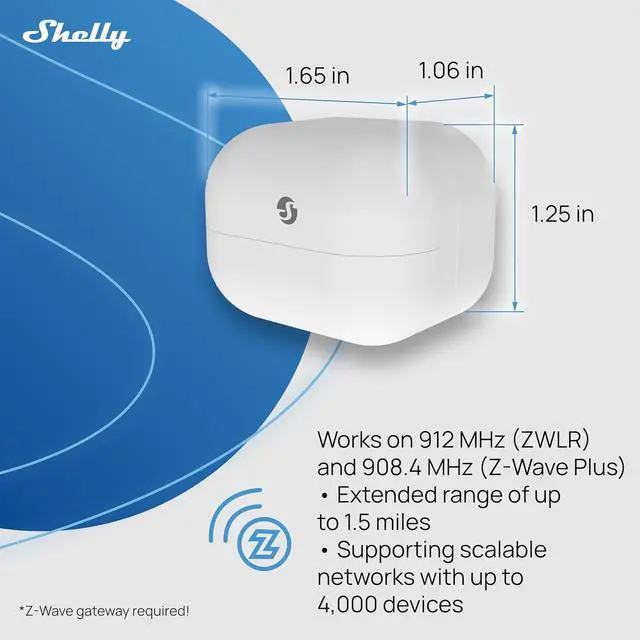 Alt view image 4 of 6 - Shelly Wave Motion US LR, Z-Wave Long Range Motion & Lux Sensor, Compatible with Alexa, Google Home, SmartThings, Home Assistant, Motion Detection, Remote Monitoring