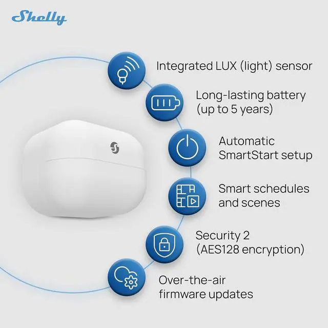 Alt view image 3 of 6 - Shelly Wave Motion US LR, Z-Wave Long Range Motion & Lux Sensor, Compatible with Alexa, Google Home, SmartThings, Home Assistant, Motion Detection, Remote Monitoring