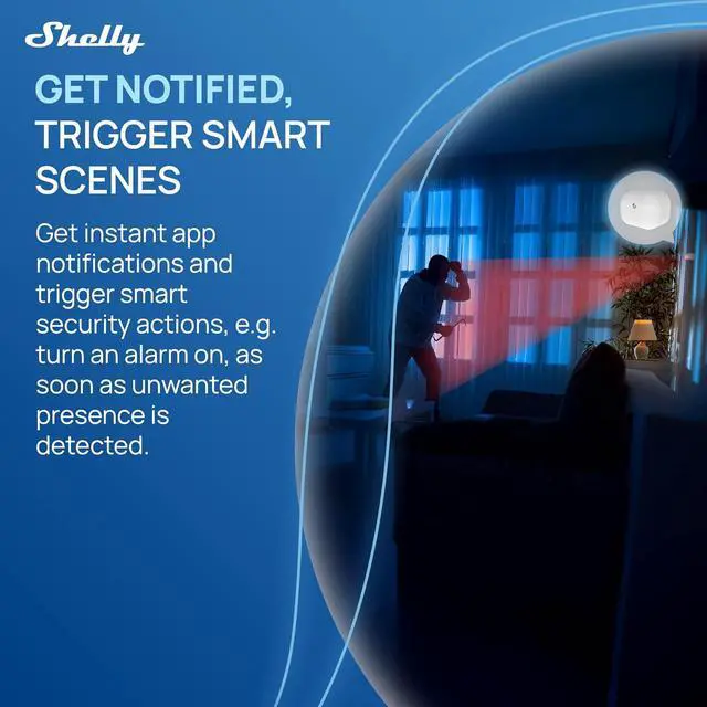 Alt view image 6 of 6 - Shelly Wave Motion US LR, Z-Wave Long Range Motion & Lux Sensor, Compatible with Alexa, Google Home, SmartThings, Home Assistant, Motion Detection, Remote Monitoring