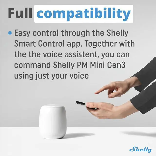 Alt view image 3 of 7 - Shelly PM Mini Gen3 | WiFi Smart Power Meter 1 Channel 16 A | Home Automation | Bluetooth Gateway | Compatible with Alexa & Google Home | iOS Android App | No Hub Required | Smart Schedules