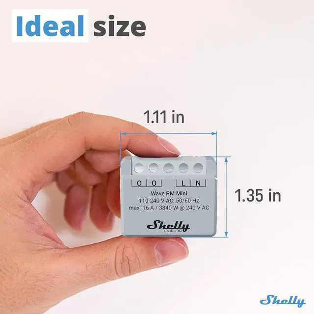 Alt view image 2 of 7 - Shelly Wave PM Mini US LR, Z-Wave Long Range Smart Power Meter, 1-Channel 16 A, Compatible with Alexa, Google Home, SmartThings & Home Assistant, Bulletproof Security