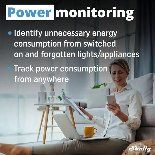 Alt view image 4 of 7 - Shelly Wave PM Mini US LR, Z-Wave Long Range Smart Power Meter, 1-Channel 16 A, Compatible with Alexa, Google Home, SmartThings & Home Assistant, Bulletproof Security