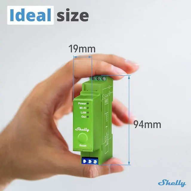 Alt view image 2 of 7 - Shelly Pro Dimmer 1PM | Wi-Fi & LAN 1-Channel Smart Dimmer with Power Metering | Home Automation | Bluetooth Gateway | DIN Rail | Compatible with Alexa & Google Home | Dimmable Lights