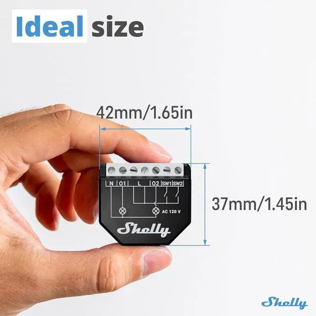 Alt view image 2 of 6 - Shelly Wave 2PM US LR UL | Z-Wave Long Range Smart Switch Relay, 2-Channel 16 A with Power Metering | Home Automation | High Compatibility | Easy Installation | iOS Android App