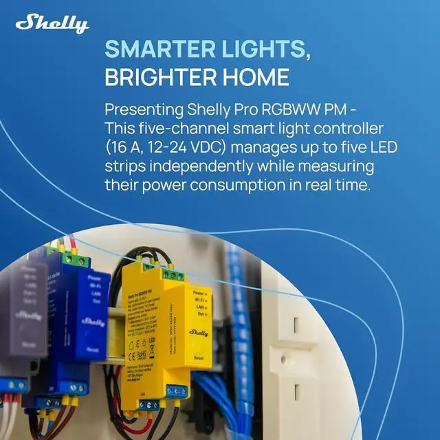 Alt view image 3 of 7 - Shelly Pro RGBWW PM | Wi-Fi & LAN Smart Remote Control for RGBW Led Strips with Power Metering | Home Automation | No Hub | Compatible with Alexa & Google Home | iOS Android App | Dimming Control