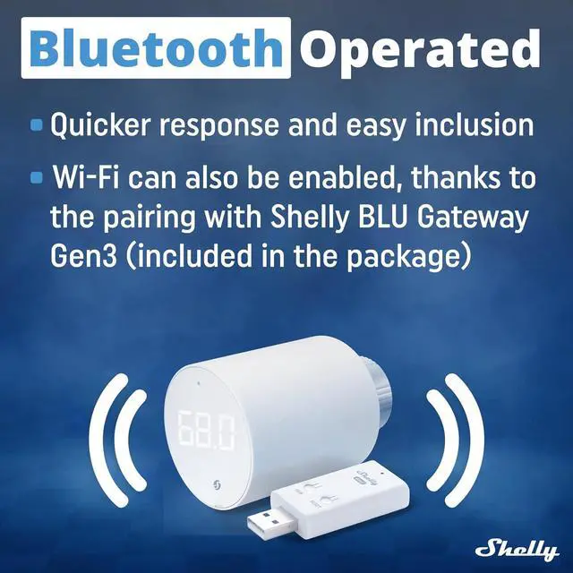 Alt view image 2 of 7 - Shelly Blu TRV & Blu Gateway Gen3, Bluetooth-Operated Smart Thermostatic Valve, Smart Thermostatic Radiator Valve, Temperature Control, Home Automation, Compatible with Alexa, Google, Home Assistant