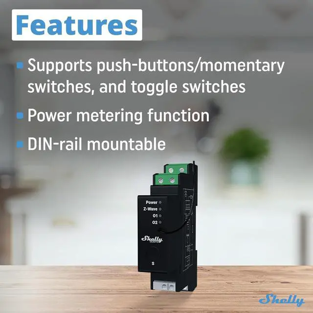 Alt view image 4 of 7 - Shelly Z-Wave Pro Shutter US Controller, High Compatibility | Z-Wave Shutter Controller, Power Metering, DIN-Rail, Home Automation, Repeater, Easy Installation, iOS Android App