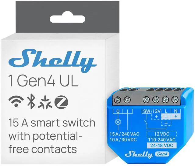 Main image of Shelly 1 Gen4 UL, Smart Relay Switch, Wi-Fi, Zigbee, Matter, Dry Contact