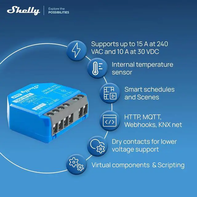 Alt view image 4 of 7 - Shelly 1 Gen4 UL, Smart Relay Switch, Wi-Fi, Zigbee, Matter, 15A, (2 Pack)
