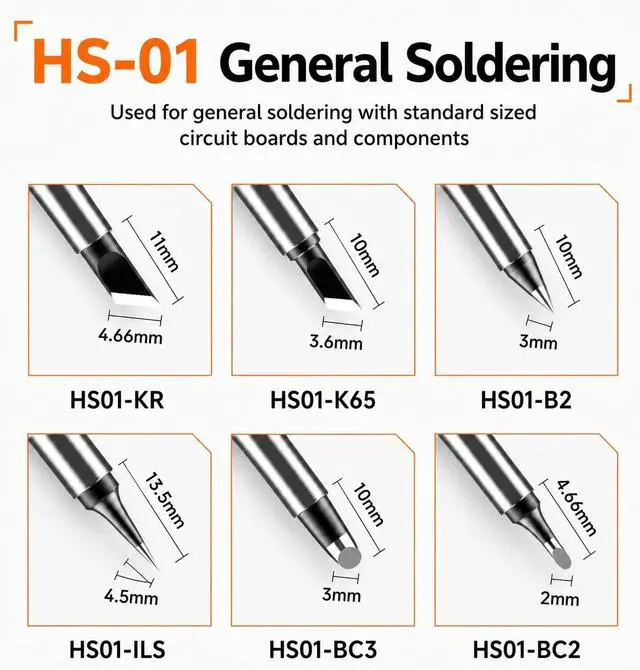 Alt view image 6 of 7 - FNIRSI HS01 Soldering Iron Kit DC/PD(96W/65W) 6S Fast Heating | 180-7806 Soldering Tips, Digital OLED Screen Display, Auto Sleep, Micro Soldering Pen Tool for Electronics Repair