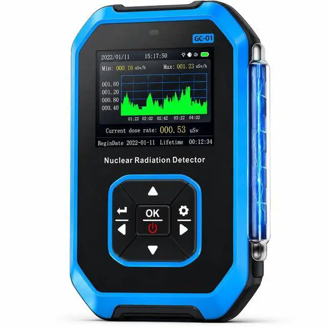 Main image of FNIRSI GC-01 Geiger Counter Nuclear Radiation Detector,Curve Display | Handheld Rechargeable Beta Gamma X-ray Radiation Monitor Meter,5 Dosage Units,Radiation Dosimeter Nuclear Survival Kit