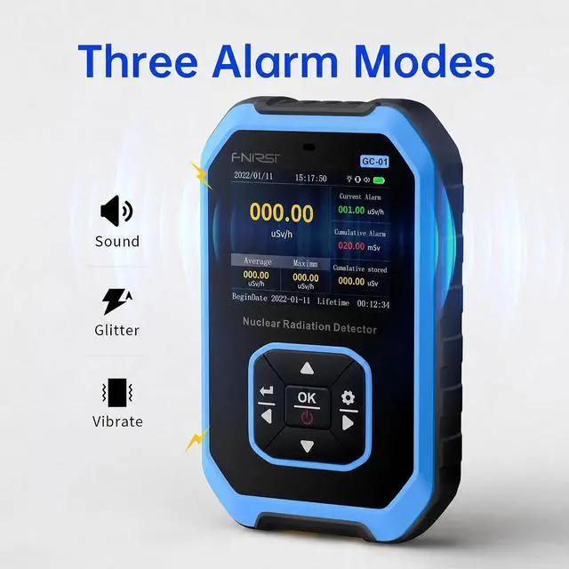 Alt view image 5 of 6 - FNIRSI GC-01 Geiger Counter Nuclear Radiation Detector,Curve Display | Handheld Rechargeable Beta Gamma X-ray Radiation Monitor Meter,5 Dosage Units,Radiation Dosimeter Nuclear Survival Kit