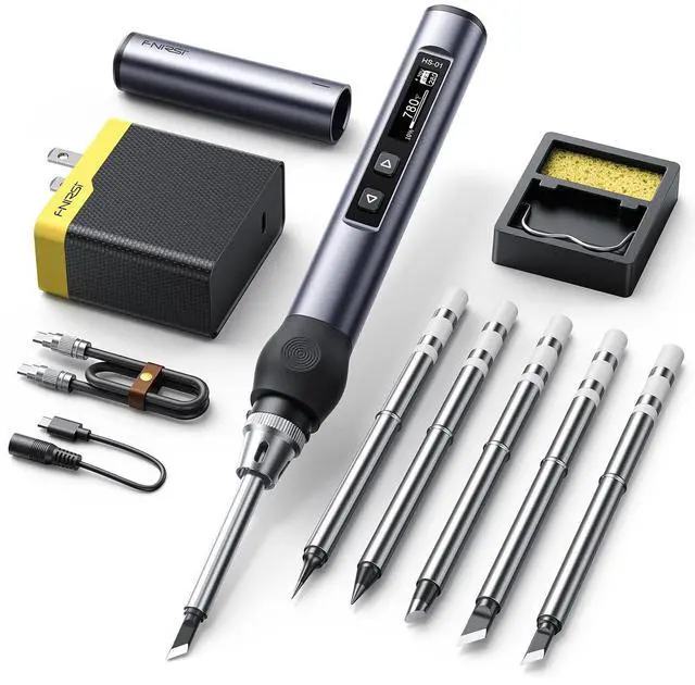 Main image of FNIRSI HS01 Soldering Iron Kit DC/PD(96W/65W) 6S Fast Heating | 180-7806 Soldering Tips, Digital OLED Screen Display, Auto Sleep, Micro Soldering Pen for Electronics Repair