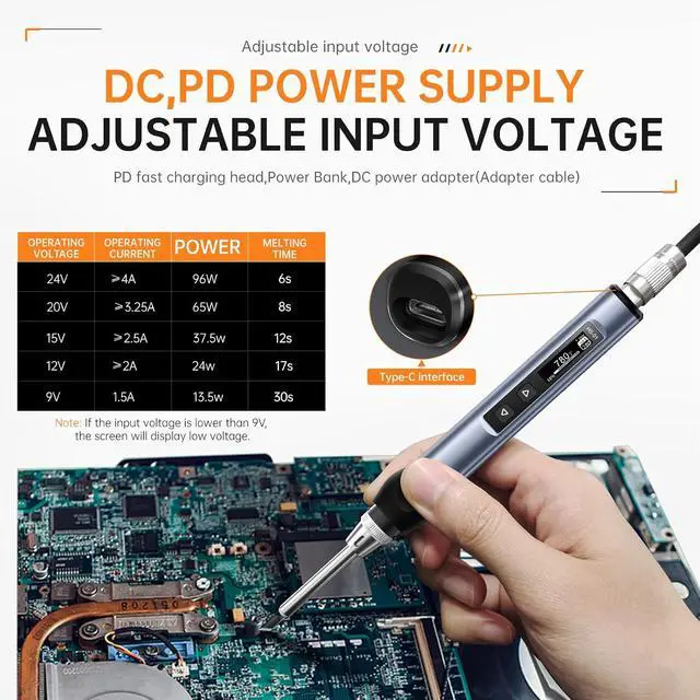 Alt view image 4 of 7 - FNIRSI HS01 Soldering Iron Kit DC/PD(96W/65W) 6S Fast Heating | 180-7806 Soldering Tips, Digital OLED Screen Display, Auto Sleep, Micro Soldering Pen for Electronics Repair
