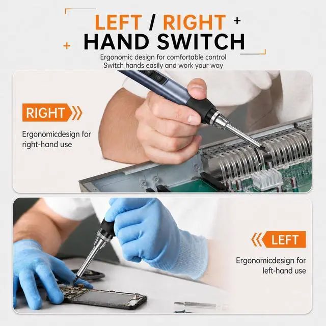 Alt view image 6 of 7 - FNIRSI HS01 Soldering Iron Kit DC/PD(96W/65W) 6S Fast Heating | 180-7806 Soldering Tips, Digital OLED Screen Display, Auto Sleep, Micro Soldering Pen for Electronics Repair