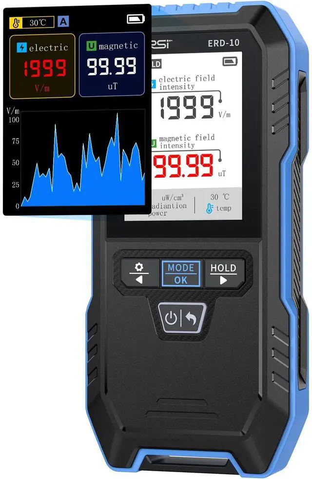 Main image of FNIRSI ERD-10 4-in-1 EMF Detector, Curve Display EMF Radiation Meter | Rechargeable EMF Reader Electromagnetic Field Detector for Home, Office, Ghost Hunting, Paranormal