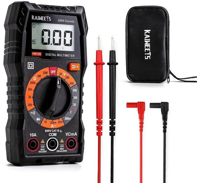 Main image of Digital Multimeter with Case, DC AC Voltmeter, Ohm Volt Amp Test Meter and Continuity Test Diode Voltage Tester for Household Outlet, Automotive Battery Test (Anti-Burn with Double Fuses)