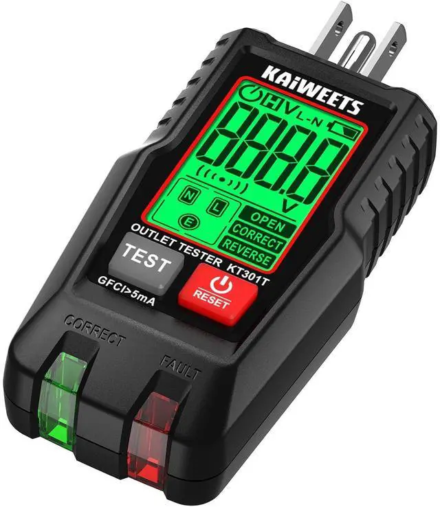 Main image of GFCI Outlet Tester with LCD Display, 3-Prong Receptacle Wiring Detector, Voltage Socket Checker, Auto Hold, Electrical Diagnostic Tool for 120V AC Home Outlets
