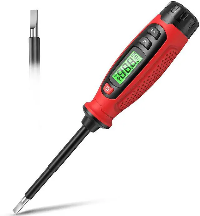 Main image of 2-in-1 Voltage Tester Screwdriver, 3500V AC Contact Voltage Measurement & Non-Contact Detector Pen, Slotted Head, LCD Display, Live Wire Finder, Continuity Test for Outlet & Circuit, KTS02