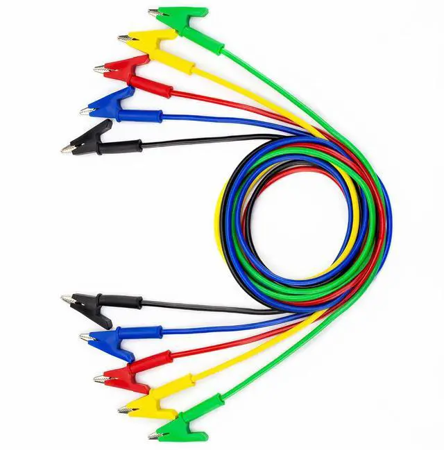 Main image of 5PCS Alligator Clips Electrical Test Leads Set, 15A Jumper Wires Heavy Duty with Protective Copper Clips, Premium Cables for Electrical Testing, Experiment, 5 Colors 39.6 inches